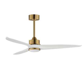 Maxim Lighting Woodwind 52" Solid Wood Blade Fan with LED Light Kit - 3000K - 120V - Natural Aged Brass