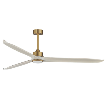 Maxim Lighting Woodwind 80" Solid Wood Blade Ceiling Fan w/ LED - 810 Lumens - 18W - CCT Selectable - 120V - Natural Aged Brass - White Glass
