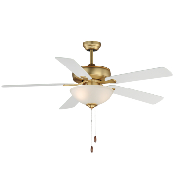 Maxim Lighting Super-Max 52" Ceiling Ceiling Fan w/ LED Light Kit - 1,400 Lumens - 7W - 3000K - 120V - Natural Aged Brass - Satin White