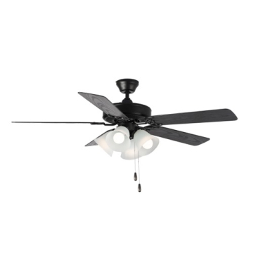 Maxim Lighting Basic-Max 52" 4-Light Ceiling Fan - Walnut / Pecan Blades - 120V - Black