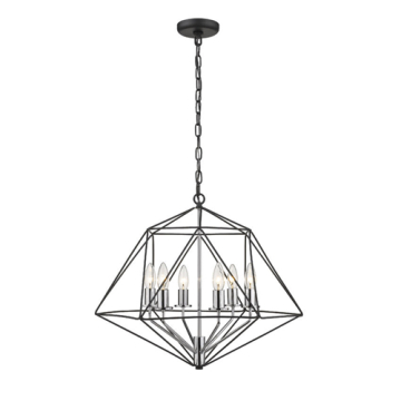 Z-Lite Geo 6-Light Chandelier - 120V - Matte Black / Chrome