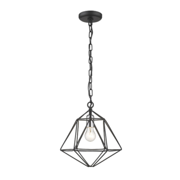 Z-Lite Geo 1-Light Pendant - 120V - Matte Black / Chrome