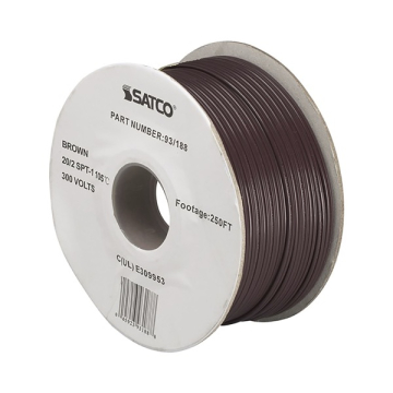SATCO|NUVO Lamp And Lighting Bulk Wire - 20/2 SPT-1 105C - 250FT Reel - Brown