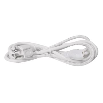 American Lighting 72" Power Cord - 3-Prong Grounded Plug - White