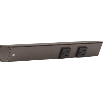 Task Lighting 12" Slim Profile Angled Power Strip - Left Wire Entry - 2 Single Black Receptacles - Bronze