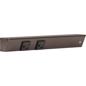 Task Lighting 12" Slim Profile Angled Power Strip - Right Wire Entry - 2 Single Black Receptacles - Bronze