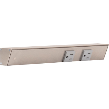 Task Lighting 12" Slim Profile Angled Power Strip - Left Wire Entry - 2 Single Gray Receptacles - Satin Nickel