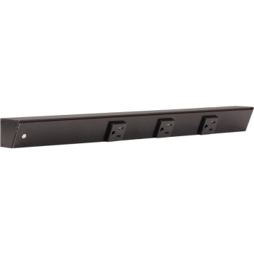 Task Lighting 18" Slim Profile Angled Power Strip - Left Wire Entry - 3 Single Black Receptacles - Black