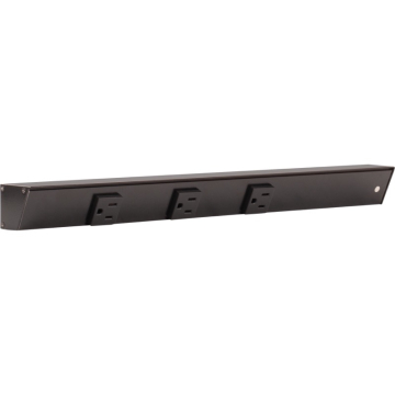 Task Lighting 18" Slim Profile Angled Power Strip - Right Wire Entry - 3 Single Black Receptacles - Black