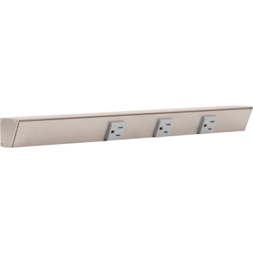 Task Lighting 18" Slim Profile Angled Power Strip - Left Wire Entry - 3 Single Gray Receptacles - Satin Nickel