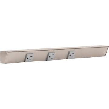 Task Lighting 18" Slim Profile Angled Power Strip - Right Wire Entry - 3 Single Gray Receptacles - Satin Nickel