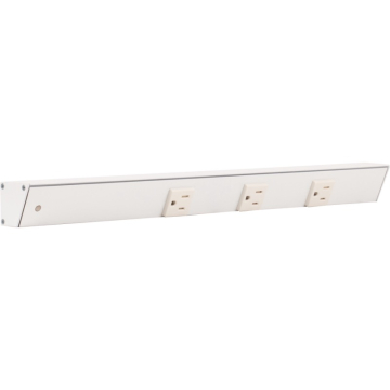 Task Lighting 18" Slim Profile Angled Power Strip - Left Wire Entry - 3 Single White Receptacles - White