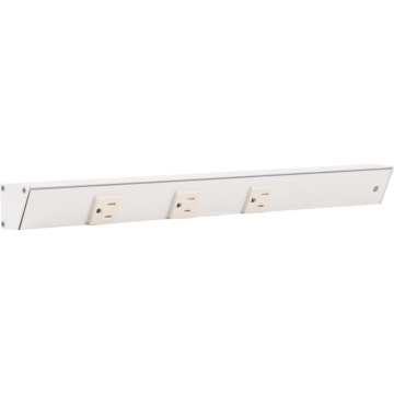 Task Lighting 18" Slim Profile Angled Power Strip - Right Wire Entry - 3 Single White Receptacles - White