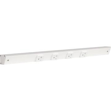 Task Lighting 24" Slim Profile Angled Power Strip - 4 Single White Receptacles - White