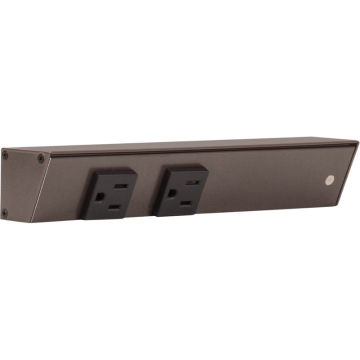 Task Lighting 9" Slim Profile Angled Power Strip - Right Wire Entry - 2 Single Black Receptacles - Bronze