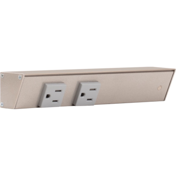 Task Lighting 9" Slim Profile Angled Power Strip - Right Wire Entry - 2 Single Gray Receptacles - Satin Nickel