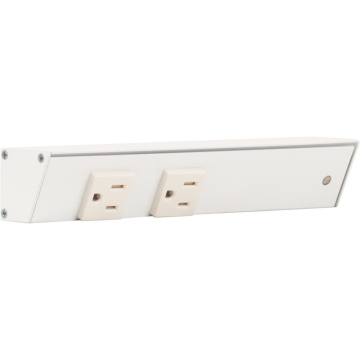 Task Lighting 9" Slim Profile Angled Power Strip - Right Wire Entry - 2 Single White Receptacles - White