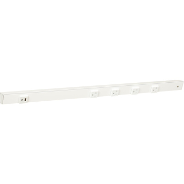 Task Lighting 30" Slim Angled Power Strip - Right Wire Entry - 4 White Receptacles - Left Side USB-A/C - 120V - White