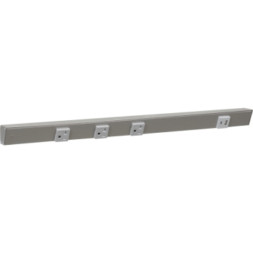 Task Lighting 24" Slim Angled Power Strip - Left Wire Entry - 3 Gray Receptacles - Right Side USB-A/C - 120V - Satin Nickel