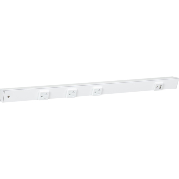 Task Lighting 24" Slim Angled Power Strip - Left Wire Entry - 3 White Receptacles - Right Side USB-A/C - 120V - White