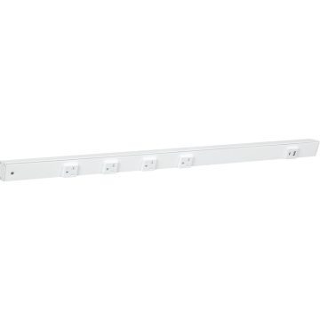 Task Lighting 30" Slim Angled Power Strip - Left Wire Entry - 4 White Receptacles - Right Side USB-A/C - 120V - White