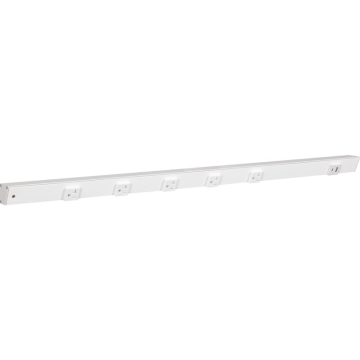 Task Lighting 36" Slim Angled Power Strip - Left Wire Entry - 5 White Receptacles - Right Side USB-A/C - 120V - White