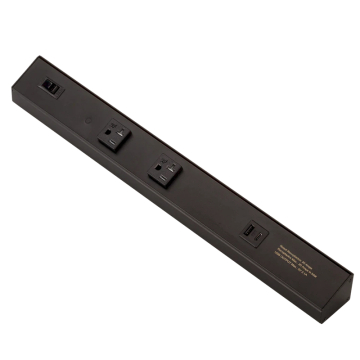 American Lighting Atom 18" Power Strip - 2 Receptacles - 1 USB-A/C - 120V - Black