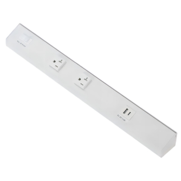 American Lighting Atom 18" Power Strip - 2 Receptacles - 1 USB-A/C - 120V - White