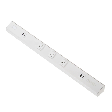 American Lighting Atom 24" Power Strip - 3 Receptacles - 2 USB-A/C - 120V - White