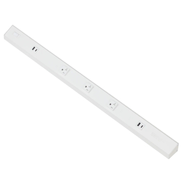American Lighting Atom 30" Power Strip - 3 Receptacles - 2 USB-A/C - 120V - White