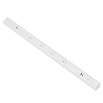 American Lighting Atom 36" Power Strip - 4 Receptacles - 2 USB-A/C - 120V - White