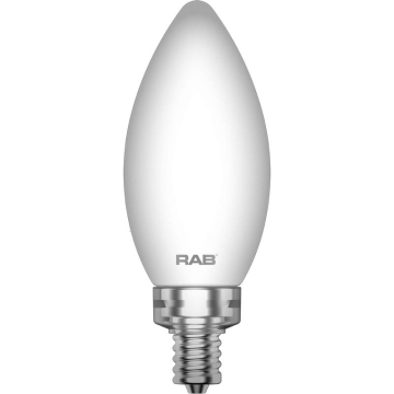 RAB 5.5W LED B11 Filament Lamp - Dimmable - E12 Base - 2700K - 500 Lumens - 120V