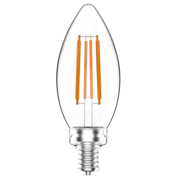 RAB 5W B11 LED Filament Lamp - E12 Base - Clear Lens - 4000K - 500 Lumens - 120V