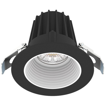 Lotus 8W 2" Round Economy Regressed LED Downlight - Black Trim / White Baffle Reflector - CCT Selectable - 670 Lumens - 120V