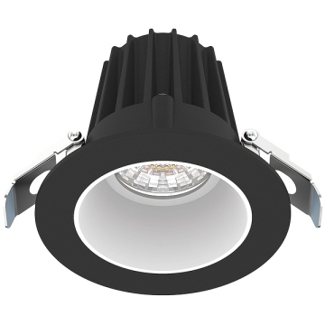 Lotus 8W 2" Round Economy Regressed LED Downlight - Black Trim / White Smooth Reflector - CCT Selectable - 670 Lumens - 120V