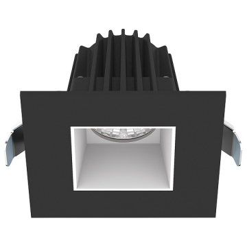 Lotus 8W 2" Square Economy Regressed LED Downlight - Black Trim / White Smooth Reflector - CCT Selectable - 670 Lumens - 120V