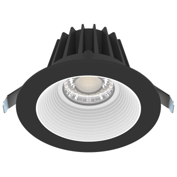 Lotus 4" Round Economy Regressed LED Downlight - 15W - Black Trim / White Baffle Reflector - CCT Selectable - 120V
