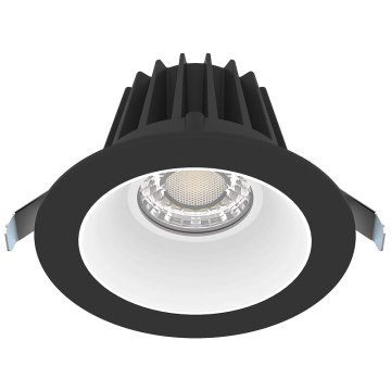 Lotus 4" Round Economy Regressed LED Downlight - 15W - Black Trim / White Smooth Reflector - CCT Selectable - 120V