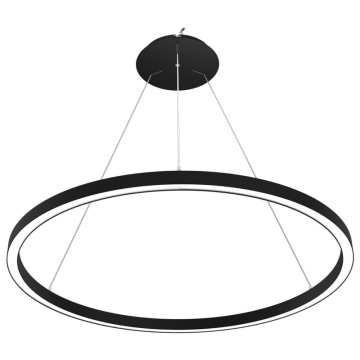 RAB BOA Ring Single Ring Up/Downlight LED Pendant - 10,059 Max Lumens - 24 | 40 | 48 | 56 | 80W - CCT Selectable - 4 ft - Black - 120-277V
