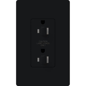 Lutron Claro 15A Tamper Resistant Receptacle - Dual Dimming - Black