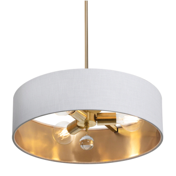 AFX Celine 18" Pendant / Semi-Flush - 120V - Satin Brass - White / Gold Shade