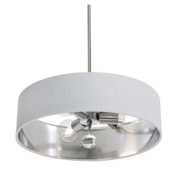 AFX Celine 18" Pendant / Semi-Flush - 120V - Satin Nickel - White / Silver Shade