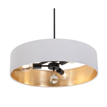 AFX Celine 24" Pendant / Semi-Flush - 120V - Black - White / Gold Shade