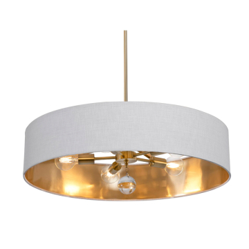 AFX Celine 30" Pendant / Semi-Flush - 120V - Satin Brass - White / Gold Shade