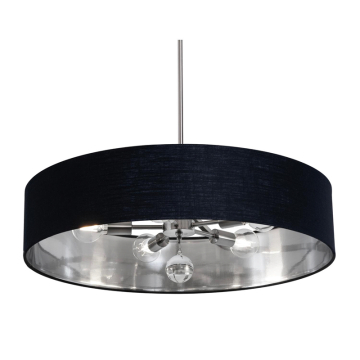 AFX Celine 30" Pendant / Semi-Flush - 120V - Satin Nickel - Black / Silver Shade