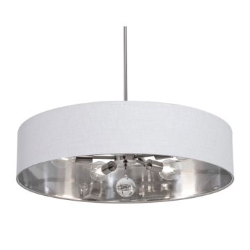 AFX Celine 30" Pendant / Semi-Flush - 120V - Satin Nickel - White / Silver Shade