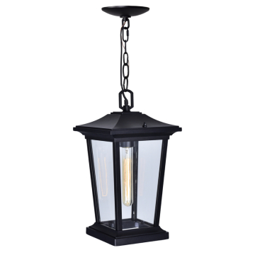 CWI Lighting Leawood 8" 1-Light Outdoor Pendant - 120V - Black
