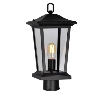 CWI Lighting Leawood 8" 1-Light Outdoor Lantern Post Top - 120V - Black