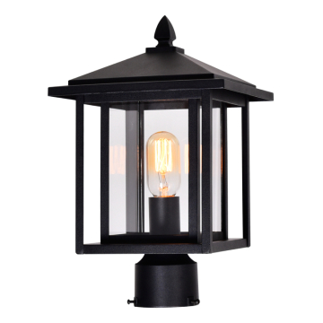 CWI Lighting Crawford 9" 1-Light Outdoor Lantern Post Top - 120V - Black