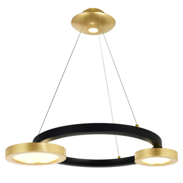 CWI Lighting Deux Lunes LED Chandelier - 12W - 3000K - 120V - Sun Gold & Black